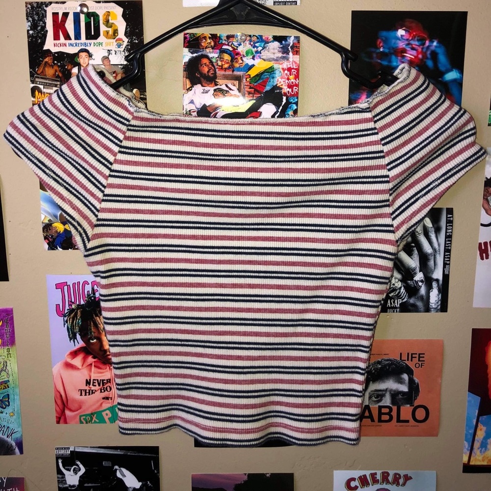 Off the shoulder striped